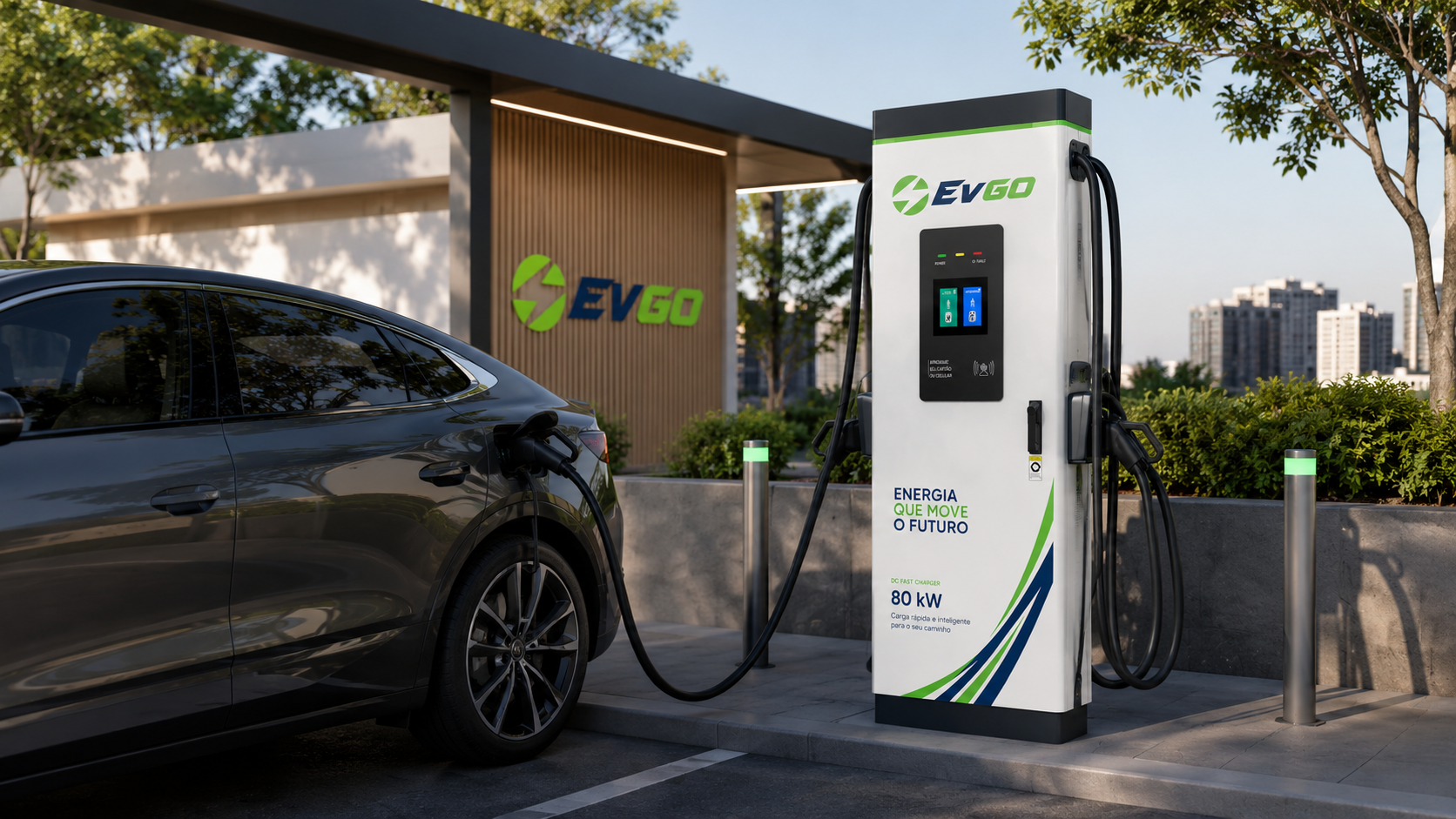 Carro elétrico carregando na EVGO